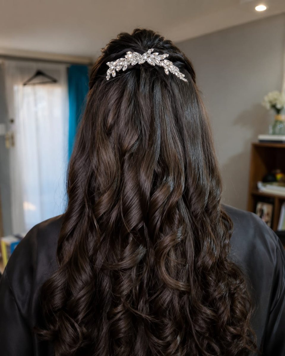 Peinado semirecogido con tiara